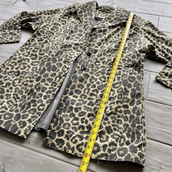 Womens Custom made Leopard Print Button Front Long Sleeve Coat Size Medium - Picture 4 of 9